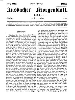 Ansbacher Morgenblatt Dienstag 18. September 1855