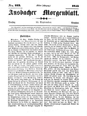 Ansbacher Morgenblatt Dienstag 25. September 1855