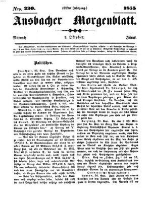 Ansbacher Morgenblatt Mittwoch 3. Oktober 1855