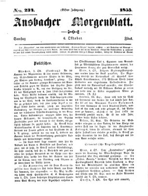 Ansbacher Morgenblatt Samstag 6. Oktober 1855