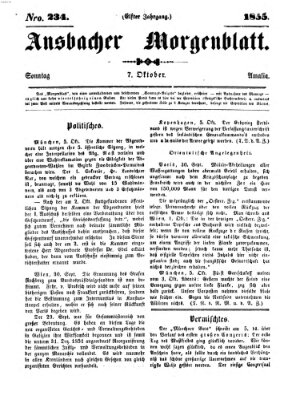 Ansbacher Morgenblatt Sonntag 7. Oktober 1855