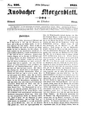 Ansbacher Morgenblatt Mittwoch 10. Oktober 1855