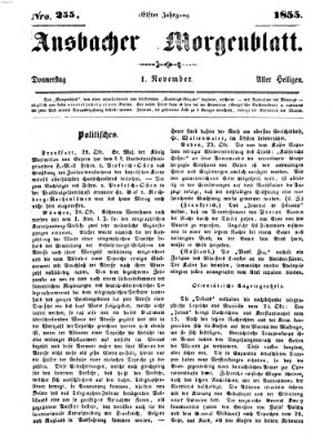 Ansbacher Morgenblatt Donnerstag 1. November 1855