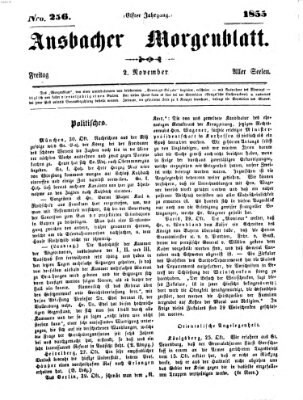 Ansbacher Morgenblatt Freitag 2. November 1855