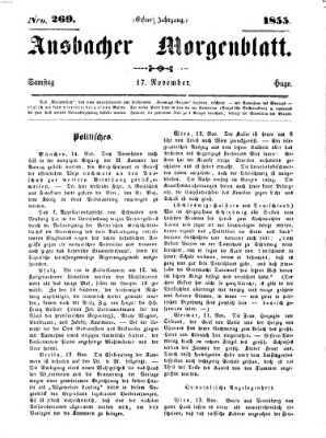 Ansbacher Morgenblatt Samstag 17. November 1855