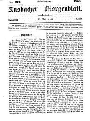 Ansbacher Morgenblatt Donnerstag 22. November 1855