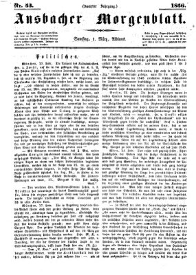 Ansbacher Morgenblatt Samstag 1. März 1856