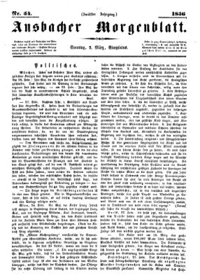 Ansbacher Morgenblatt Sonntag 2. März 1856