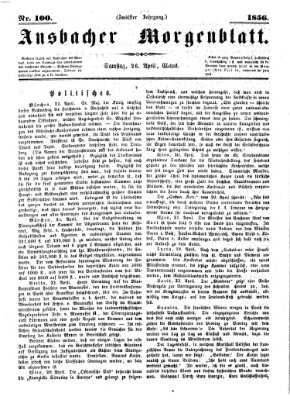 Ansbacher Morgenblatt Samstag 26. April 1856