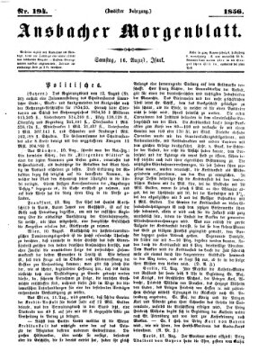 Ansbacher Morgenblatt Samstag 16. August 1856