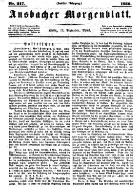 Ansbacher Morgenblatt Freitag 12. September 1856