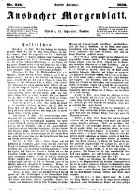 Ansbacher Morgenblatt Samstag 13. September 1856