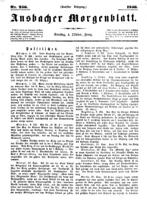 Ansbacher Morgenblatt Samstag 4. Oktober 1856