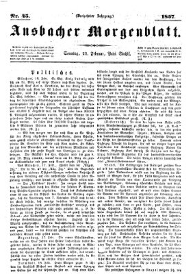 Ansbacher Morgenblatt Sonntag 22. Februar 1857