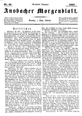 Ansbacher Morgenblatt Sonntag 1. März 1857