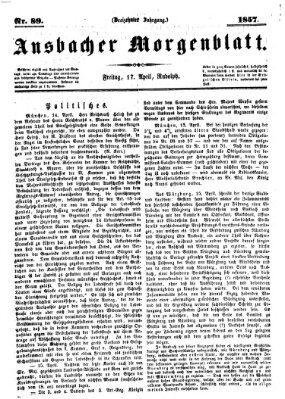 Ansbacher Morgenblatt Freitag 17. April 1857