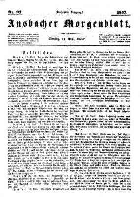 Ansbacher Morgenblatt Dienstag 21. April 1857