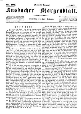 Ansbacher Morgenblatt Donnerstag 30. April 1857