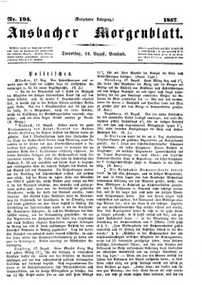 Ansbacher Morgenblatt Donnerstag 20. August 1857