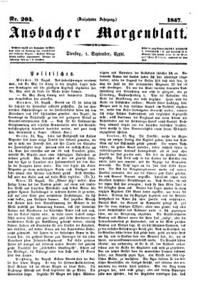 Ansbacher Morgenblatt Dienstag 1. September 1857