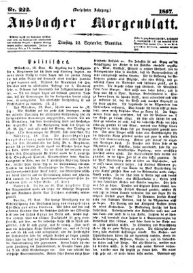 Ansbacher Morgenblatt Dienstag 22. September 1857