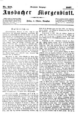 Ansbacher Morgenblatt Freitag 9. Oktober 1857