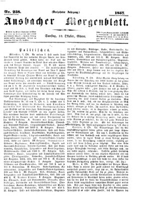 Ansbacher Morgenblatt Samstag 10. Oktober 1857