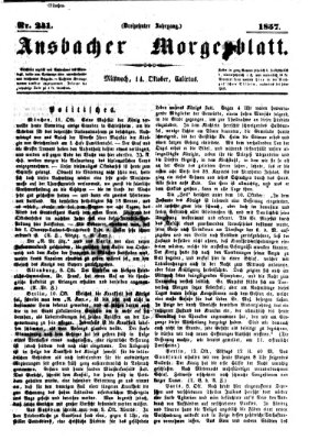 Ansbacher Morgenblatt Mittwoch 14. Oktober 1857