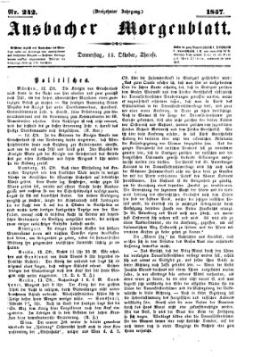 Ansbacher Morgenblatt Donnerstag 15. Oktober 1857