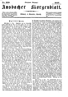 Ansbacher Morgenblatt Mittwoch 4. November 1857