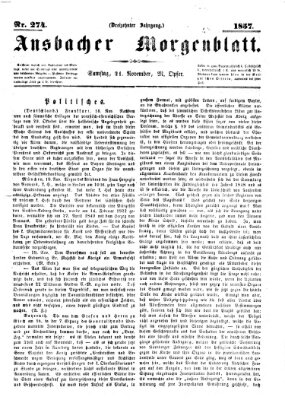 Ansbacher Morgenblatt Samstag 21. November 1857