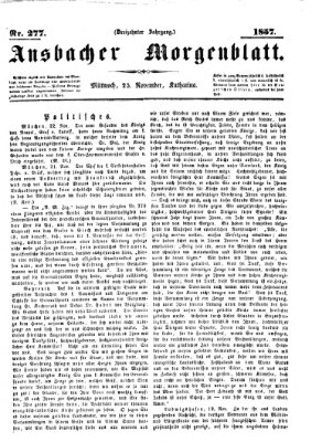 Ansbacher Morgenblatt Mittwoch 25. November 1857