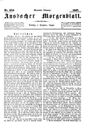 Ansbacher Morgenblatt Dienstag 1. Dezember 1857