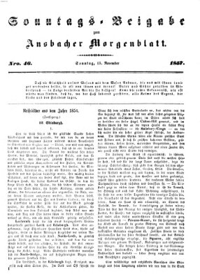 Ansbacher Morgenblatt Sonntag 15. November 1857