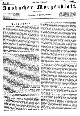 Ansbacher Morgenblatt Donnerstag 7. Januar 1858