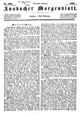 Ansbacher Morgenblatt Samstag 1. Mai 1858