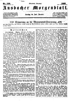 Ansbacher Morgenblatt Samstag 26. Juni 1858