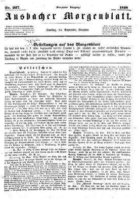 Ansbacher Morgenblatt Samstag 25. September 1858