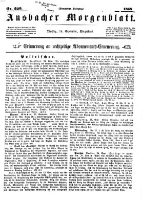 Ansbacher Morgenblatt Dienstag 28. September 1858