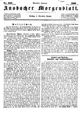 Ansbacher Morgenblatt Dienstag 9. November 1858