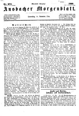 Ansbacher Morgenblatt Donnerstag 18. November 1858