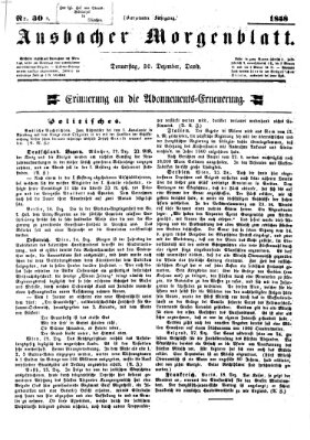 Ansbacher Morgenblatt Donnerstag 30. Dezember 1858