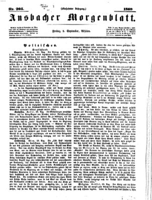 Ansbacher Morgenblatt Freitag 2. September 1859