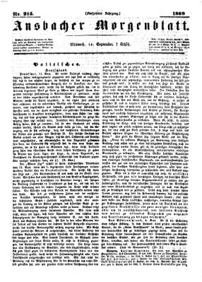 Ansbacher Morgenblatt Mittwoch 14. September 1859