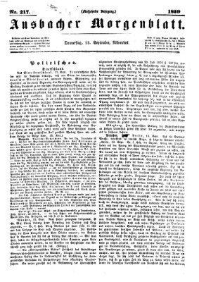 Ansbacher Morgenblatt Donnerstag 15. September 1859