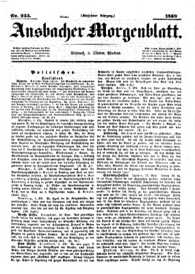 Ansbacher Morgenblatt Mittwoch 5. Oktober 1859