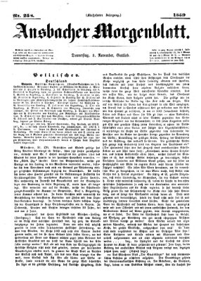 Ansbacher Morgenblatt Donnerstag 3. November 1859