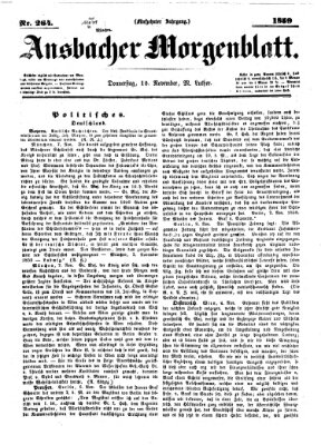 Ansbacher Morgenblatt Donnerstag 10. November 1859