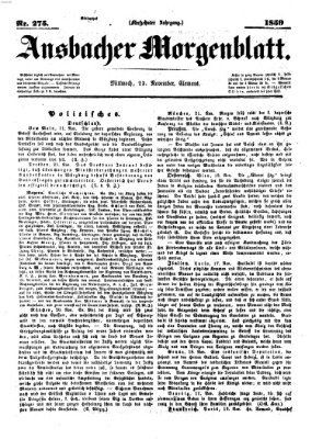 Ansbacher Morgenblatt Mittwoch 23. November 1859