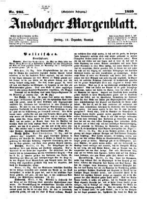 Ansbacher Morgenblatt Freitag 16. Dezember 1859